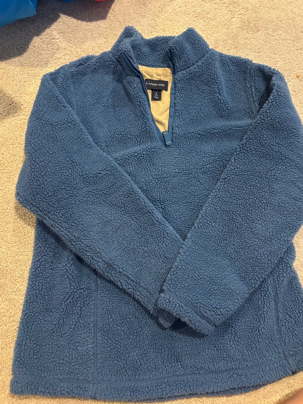 Lands' End Women's Navy Blue Sherpa Quarter-Zip Pullover